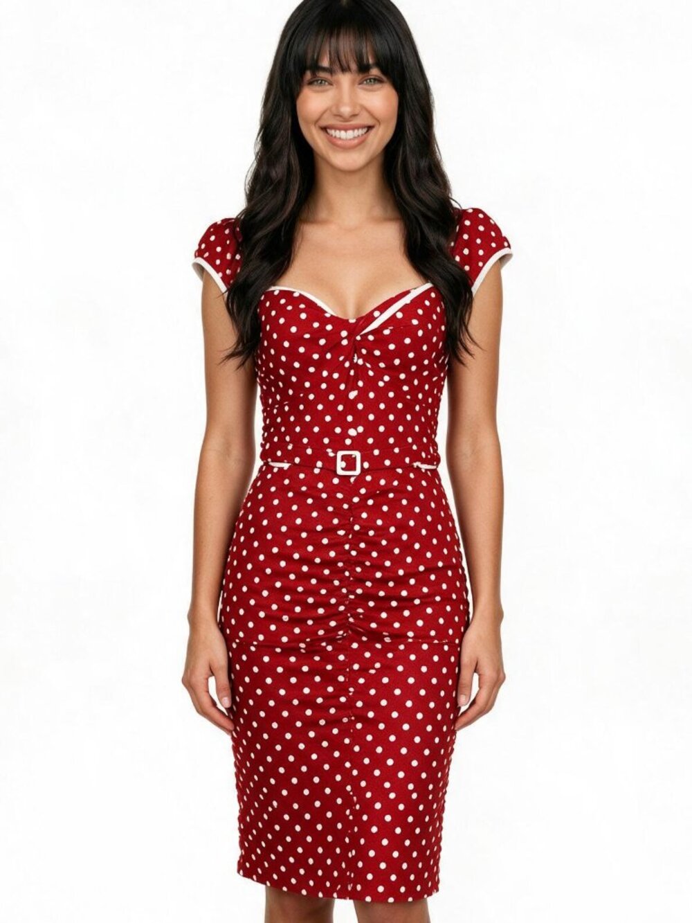 RARE Stop Staring Billion Dollar Baby Red w/ white Polkadots Retro Wiggle Pinup